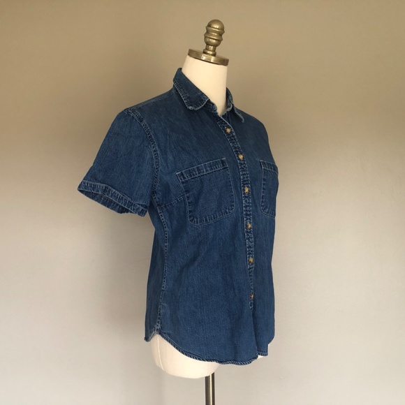 Eddie Bauer Small Petite Blue Jen Shirt Button Down Short Sleeves - Picture 5 of 10